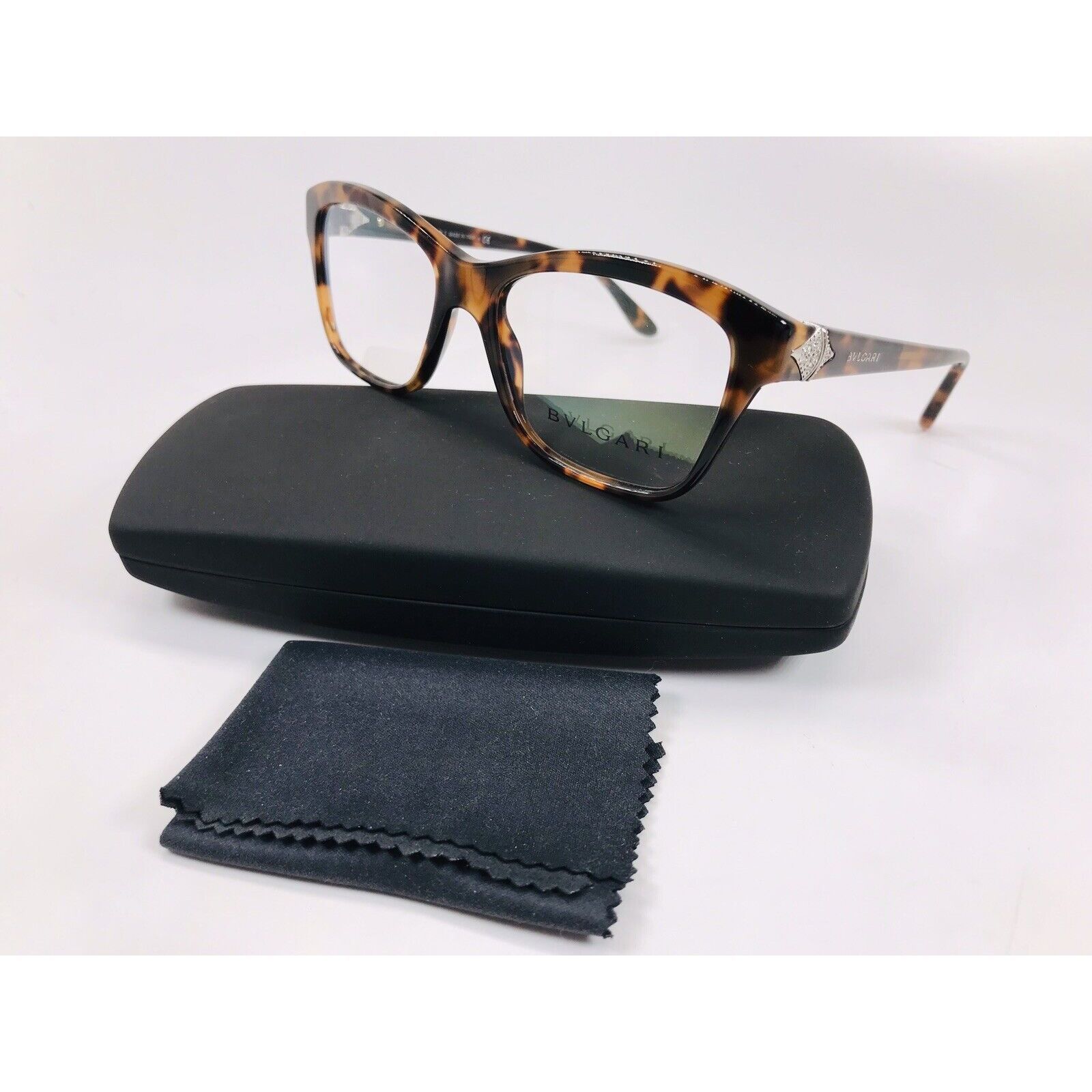 New Bvlgari 4080B 5243 Havana Eyeglasses With Crystals 51mm With Case